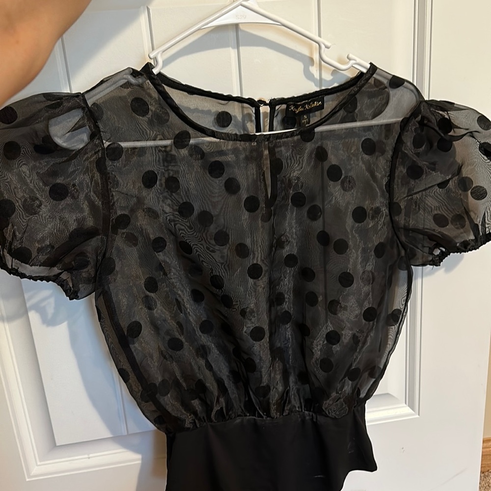 Sheer polka dot body suit top